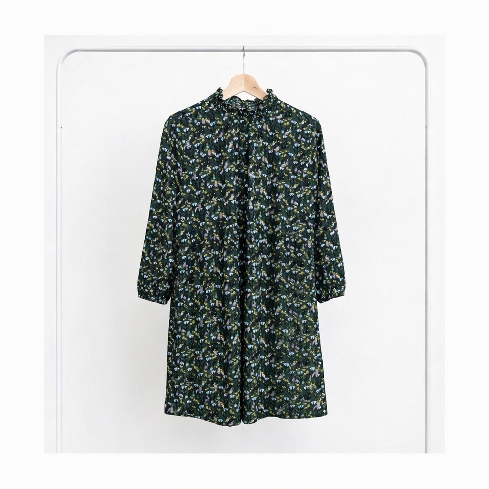 LOFT Floral Mini Dress - Green and Blue